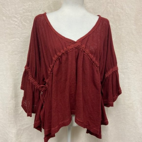 Free People Sand Storm Flounce Top in Sanguine Size Large - Picture 2 of 10